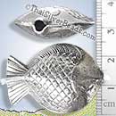 Silver Fish Double Sided Puffed Bead - BSB0561 - (1 Piece)