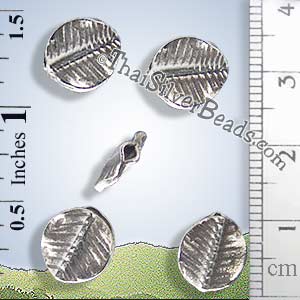 Wavy Small Leaf Silver Bead - BSB0734 - (1 Piece)_1