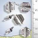 Fish Stamped Double Sided Flat Silver Bead - BSB0737 - (1 Piece)