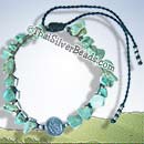 Ohm Silver And Turquoise Enhanced Nuggets - Adjustable Bracelet or Anklet - tsbrac004