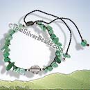 Silver Leaf And Enhanced Amazonite Nuggets - Adjustable Bracelet or Anklet - tsbrac006