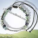 Fish Print Silver Tube With Fluorite Stone - Adjustable Bracelet or Anklet - tsbrac017