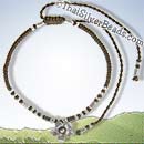 Silver Flower Charm Woven Adjustable Bracelet or Anklet - tsbrac020