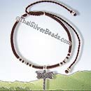 Thai Hill Tribe Silver Butterfly Woven Adjustable Bracelet or Anklet - tsbrac021