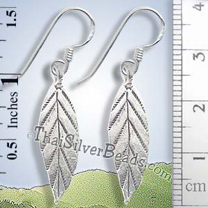 Simple Leaf Drop Silver Earrings - Earp0021_1