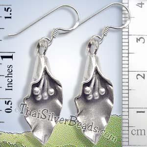 Silver Flower Drop Earrings - Earp0246_1