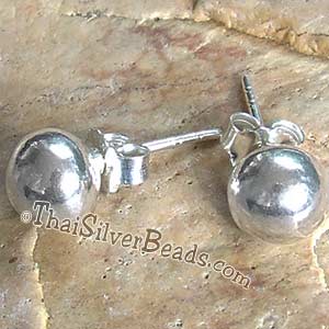 Ball Stud Silver Earrings Set - 8 mm x 8 mm - Earethnic194_1