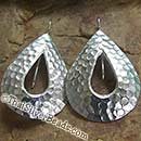 Hammered Silver Dew Drop Earrings Set - 45 mm x 28 mm - Earethnic201