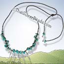 Claws Silver And Turquoise Necklace Woven With Waxed Poly Cotton - tsneck004
