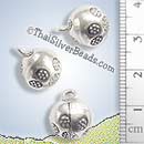Flower Print Silver Thai Bell Charm - P0230- (1 Piece)