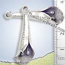 Long Coned Silver Flower Pendant With Stamen - P0250- (1 Piece)