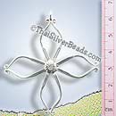 Large Karen Silver Flower Pendant - P0369- (1 Piece)