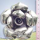 Huge Rose Bloom Silver Handmade Pendant - P0462- (1 Piece)