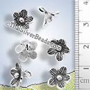 Flower Small Silver Charm - P0616 - (1 Piece)