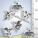 Cute Silver Elephant Charm - P0833 - (1 Piece)