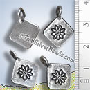 Silver Flower Print Hill Tribe Custom Pendant - PCUS018 - (1 Piece)