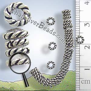 27 - 28 Inch Twisted Coil Oxidized Silver Spacer Bead Strand - FULLB0083_1