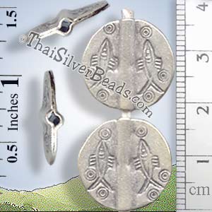 Fish Design Silver Disc Bead - BSB0234 - (1 Piece)_1