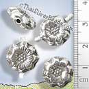 Flower Double Sided Silver Bead - BSB0269 - (1 Piece)