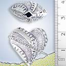 Karen Hilltribe Puffed Silver Heart Bead - BSB0362- (1 Piece)
