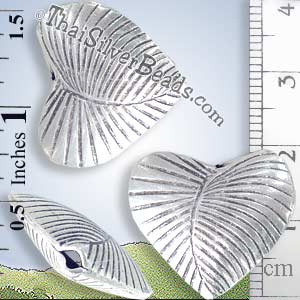 Heart Shaped Striped Silver Bead - BSB0372- (1 Piece)_1
