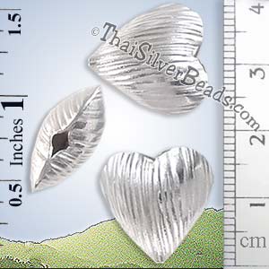 Heart Brushed Silver Puffed Bead - BSB0428- (1 Piece)_1
