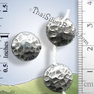 Hammered Circular Silver Bead - Dark Oxidized Finish - BSB0699 - (1 Piece)_1