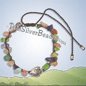 Silver Fish And Mixed Color Nuggets - Adjustable Bracelet / Anklet - tsbrac002_1