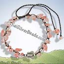 Butterfly Silver And Pink Glass Nuggets - Adjustable Bracelet or Anklet - tsbrac007