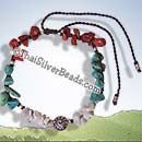 Silver Shell With Mixed Nuggets Adjustable Bracelet / Anklet - tsbrac008