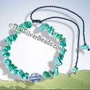 Leaf Silver And Enhanced Turquoise Nuggets - Adjustable Bracelet or Anklet - tsbrac011