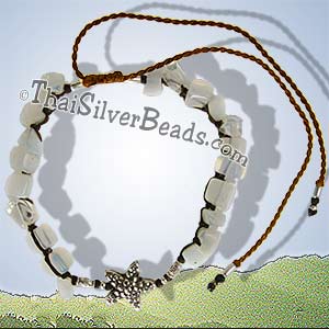 Moonstone And Silver Starfish Adjustable Bracelet / Anklet - tsbrac016_1