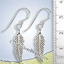 Feather Leaf Design Drop Silver Earrings - Earp0008
