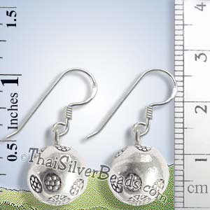 Silver Flower Print Bell Earrings - Earp0230_1