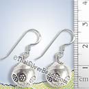 Silver Flower Print Bell Earrings - Earp0230