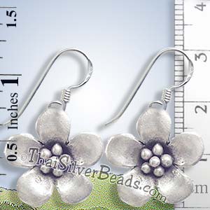 Peach Blossom Earrings - Silver Flower - Earp0414_1