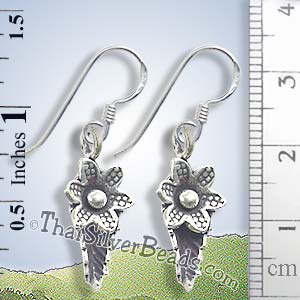 Silver Flower Leaf Earrings - Earp0429_1
