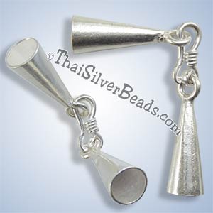 Silver End Caps - Cone & Clasp - Glue On - F007 - (1 Set)_1