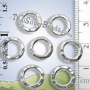 Closed Silver Jump Ring 10mm - Hammered Style - F058 - (1 Piece)_1