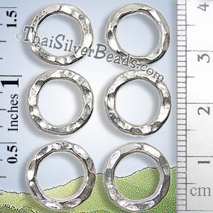 Closed Silver Jump Ring 13mm - Hammered Style - F059 - (1 Piece)_1