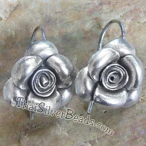 Rose Flower Silver Earrings Set - Earethnic116_1