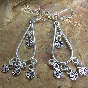 Chandelier Silver Earring Set - Swirl Drops - Earethnic127_1