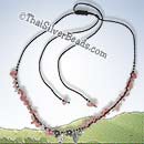 Leaf And Flower Silver Charms Necklace With Calcite - tsneck005