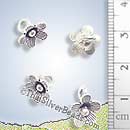 Cute Small Silver Flower Button Charm - P0012 - (1 Piece)