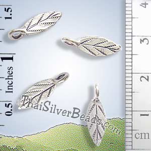 Small Elliptical Leaf Silver Charm - P0116- (1 Piece)_1