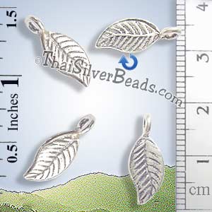 Wavy Ovate Leaf Silver Charm - P0136- (1 Piece)_1