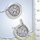 Woven Silver Antiqued Disc Charm - P0211- (1 Piece)