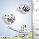 Silver Bell Charm With Flower Print - P0233- (1 Piece)