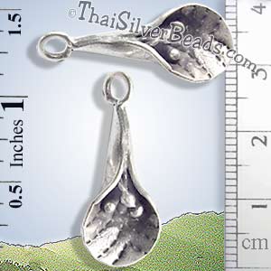 Hill Tribe Silver Drop Flower Pendant - P0243- (1 Piece)_1