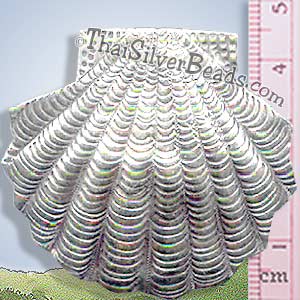 Silver Scallop Shell Hill Tribe Pendant  - P0321- (1 Piece)_1